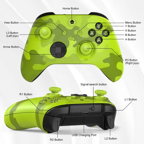 Vista 6 de fuxinya Controlador inalámbrico de PC Gamepad con adaptador inalámbrico de 2.4 GHZ compatible con Xbox Series XS, Xbox One, Windows 1011