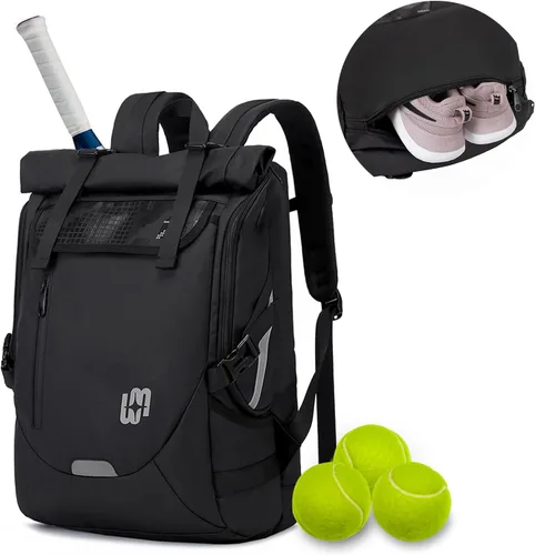 Vista 7 de UMGG - Mochila de tenis para mujeres y hombres con capacidad para 2 raquetas con compartimento para zapatos, mochila grande de pickleball