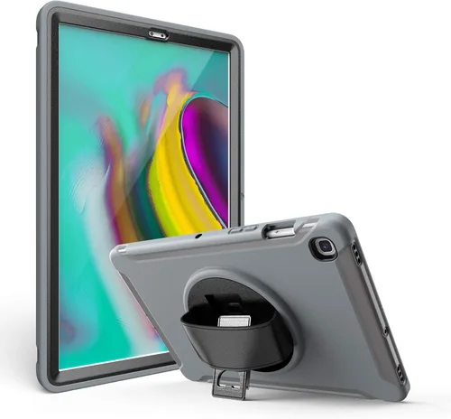 Vista 13 de Dteck Funda para Galaxy Tab S5e 2019, resistente, de cuerpo completo, resistente, a prueba de golpes, con correa de mano giratoria para tableta