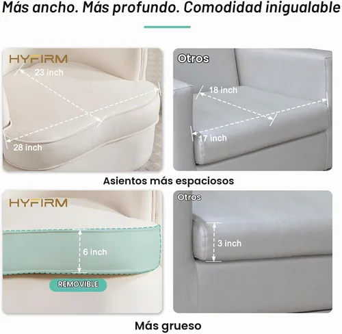 Vista 7 de Hyfirm Silla de Acento Moderna, Sillón Giratorio Tipo Barril para Sala de Estar, Sillas Cómodas de Terciopelo con Botones Capitoné, Sofá Individual