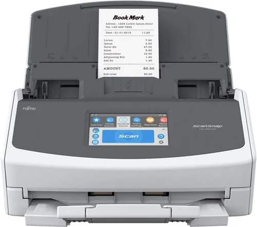 Vista 4 de Fujitsu ScanSnap iX1500 - Escáner de documentos dúplex a color con pantalla táctil para Mac o PC, color blanco