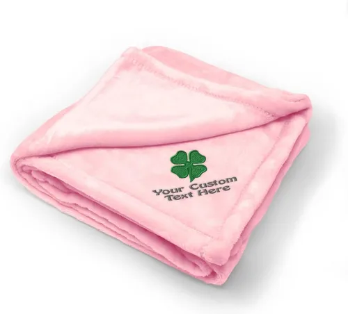 Vista 7 de Fastasticdeals Mantas de bebé bordadas personalizadas para niños y niñas, trébol de 4 hojas