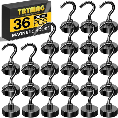 Vista 22 de TRYMAG Ganchos magnéticos para cabinas de cruceros, 30 libras +, paquete de Negro