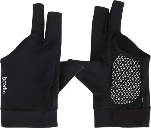 Vista 3 de Guante de billar para mano izquierda, 3 dedos, guantes elásticos para piscina, tiradores Carom Snooker Cue Game Sport Show Glove