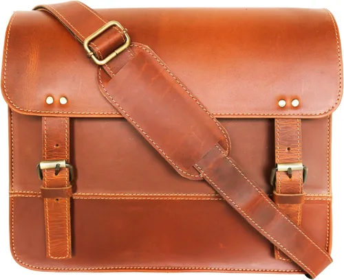 Vista 7 de Leather messenger bag laptop case office briefcase gift for men computer distressed shoulder bag