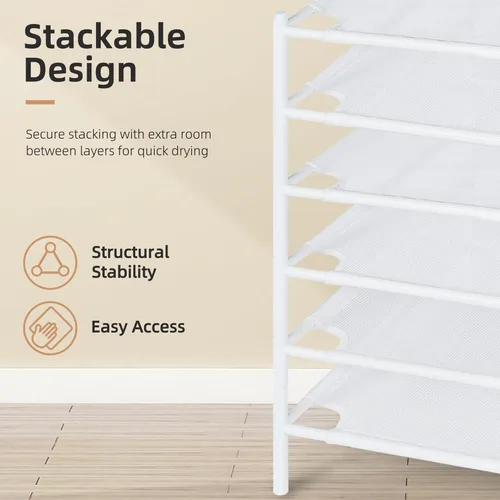 Vista 33 de STORAGE MANIAC Estante para Secar Suéteres, Estante de Secar Ropa de Malla, Estante de Secar Ropa de lavandería Apilable, Secador Plano