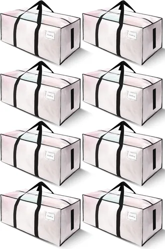 Vista 10 de SWEET DOLPHIN Paquete de 8 bolsas de mudanza resistentes de 200 libras con asas envolventes, bolsas de almacenamiento extra grandes para ahorrar