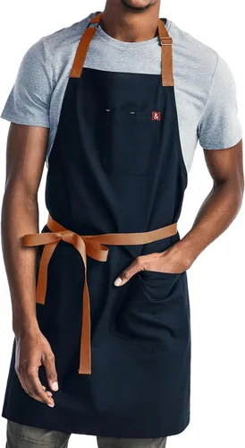 Vista 9 de hedley & bennett Essential Apron - Professional Chef Apron with Pockets & Adjustable Bib Strap for Cooking & Grilling