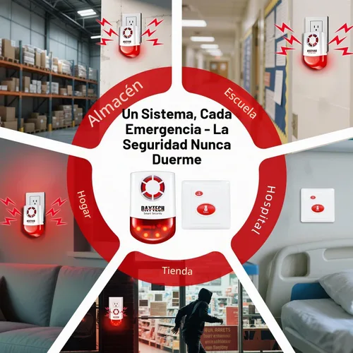 Vista 5 de Daytech Botón de pánico inalámbrico Alarma-120dB sirena estroboscópica
