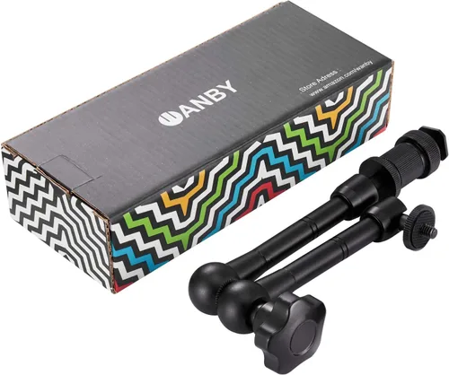 Vista 5 de Brazo mágico de fricción articulado de 11 pulgadas ajustable con soporte de zapata caliente Tornillo trípode de 1/4 pulgadas para plataforma