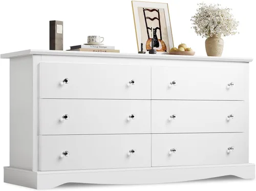 Vista 16 de WLIVE Cómoda blanca de 10 cajones para dormitorio, cómoda con certificación Blanco