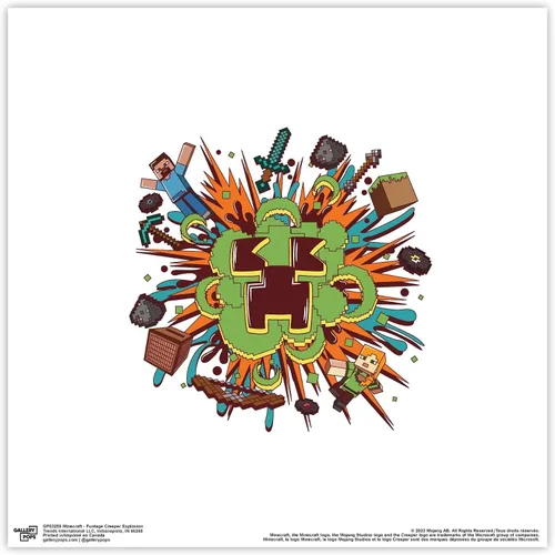 Vista 9 de Trends International Gallery Pops Minecraft Funtage Creeper Explosion - Póster de pared, 12 x 12 pulgadas, versión de marco negro