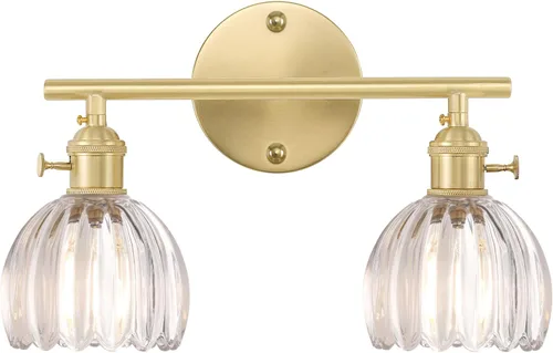 Vista 76 de Shenmoyl Lámparas de baño, lámpara de pared de 2 luces para tocador sobre espejo con pantalla de vidrio tulipán blanco para dormitorio, sala