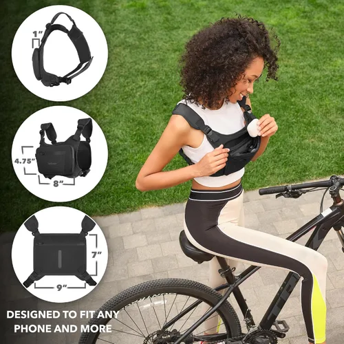 Vista 8 de Trailoom Paquete de cofre para correr, chaleco reflectante, repelente al agua, soporte para teléfono, bolsa de entrenamiento para corredores