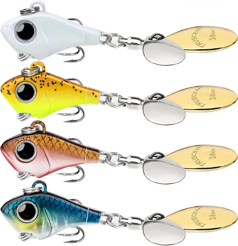 Vista 14 de TRUSCEND Vibespinner Easy Catch Fishing Lures with BKK Hooks, Dual-Blade Spinner Baits with Double Water Disturbance and Reflective for More Bites
