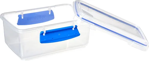 Vista 2 de Sistema KLIP IT Rectangular Collection Recipiente de almacenamiento de alimentos, 33.8 onzas/1.0 L, transparente/azul, 3