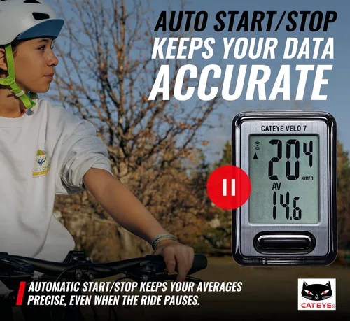Vista 5 de CATEYE Computadora de bicicleta con cable - Velocímetro y odómetro de nivel básico, perfecto para ciclistas principiantes, arranque y parada