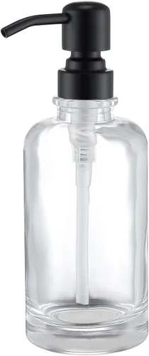 Vista 20 de Amber Glass Soap Dispenser,17oz, Black Pump Refillable, 304 Stainless Steel Pump, Liquid Hand Soap Dispenser, Bathroom Kitchen Sink Vanity