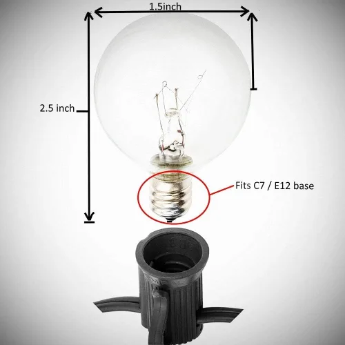 Vista 4 de YiLighting - Bombilla incandescente G40 de 5 W para interior y exterior de repuesto (10)