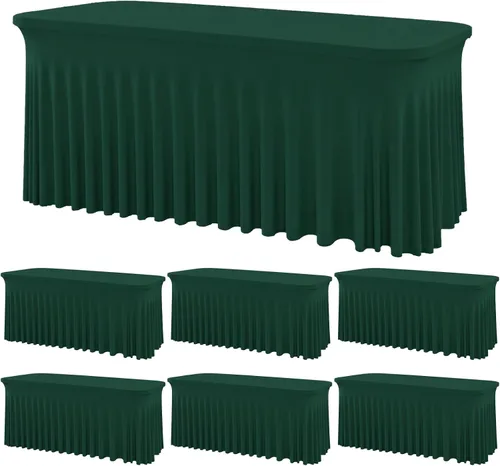 Vista 14 de Mantel rectangular de elastano negro, funda elástica ajustada para mesas rectangulares de 1,8 m, falda de mesa elástica sin arrugas para decoración