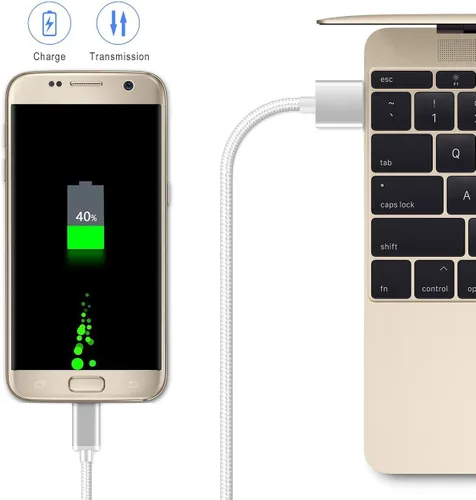 Vista 6 de Paquete de 2 cables micro USB extra largos de 2.1 A de 6.5 pies para carga rápida Samsung Galaxy S7 Edge/S6/S5, Note 5/4, LG G4, Motorola Moto E5 G5