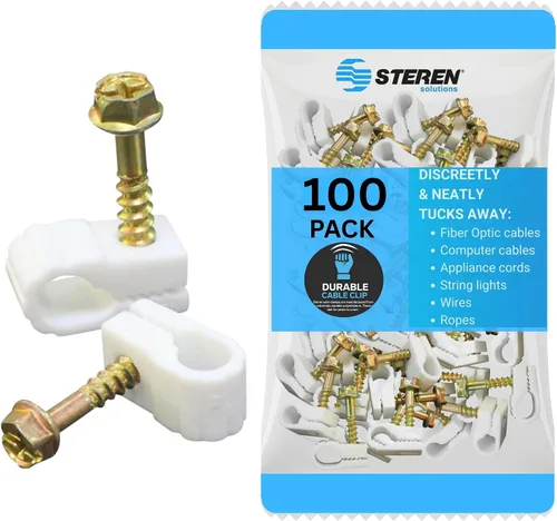 Vista 19 de STEREN Clips coaxiales para cables - Soporte para cables - Clips de alambre - Clips laterales para colgar - Soporte de cable para escritorio Gris