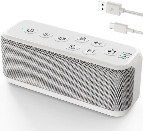 Vista 10 de Máquina portátil de ruido blanco para adultos y niños, 42 sonidos relajantes, máquina de sonido de viaje recargable con sonidos de lluvia y océano