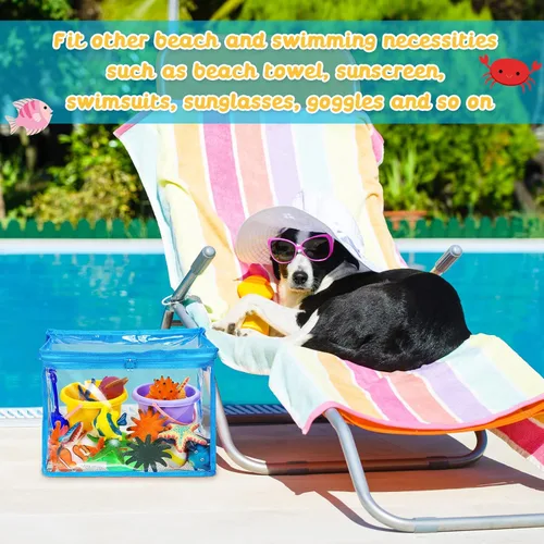 Vista 3 de Chunful Paquete de 6 bolsas grandes de almacenamiento de juguetes, organizador de rompecabezas de PVC transparente colorido para niños y niñas