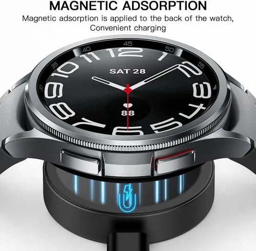 Vista 3 de Hahace Paquete de 1 cargador compatible con Samsung Galaxy Watch 8/8 Classic/Ultra/7/6/6 Classic/5/5 Pro/4/4 Classic/3/Active/FE USB A magnético