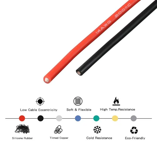 Vista 5 de BNTECHGO Carrete de alambre de silicona calibre 14 20 pies rojo y 20 pies negro flexible 14 AWG alambre de cobre estañado trenzado