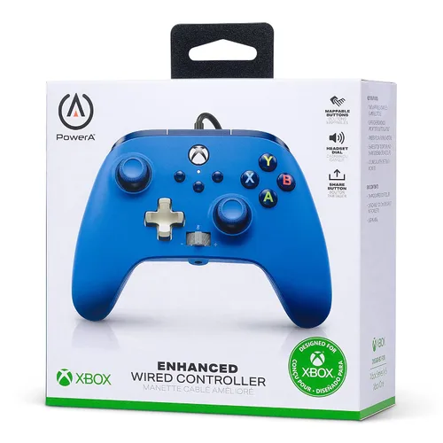 Vista 9 de PowerA Enhanced Wired Controller for Xbox - Blue Gamepad Wired Video Game Controller Gaming Controller Xbox Series XS Xbox One - Xbox Series X
