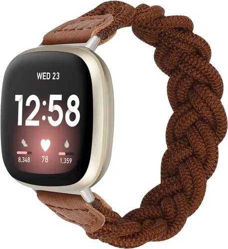 Vista 11 de Wearlizer Banda elástica compatible con correas Fitbit Versa 4 3/Sense 2 1 Correa trenzada para mujer, correa trenzada elástica para Versa