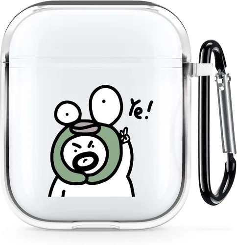 Vista 53 de Funda transparente para AirPods de 2ª generación de 1ª generación, diseño de gatito kawaii para mujeres, hombres y niños, funda de carga de TPU