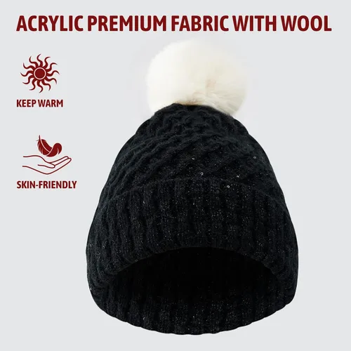 Vista 2 de zowya Gorro de punto suave cálido para mujeres y hombres, sombrero de invierno de doble cara