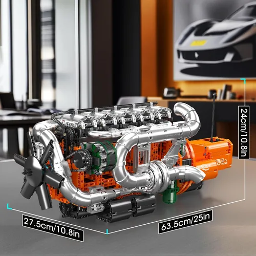 Vista 5 de Mould King 10200 Kit de Modelo de Motor V8 para Camión, Kit de Modelo de Motor MOC con Transmisión, Kit de Construcción de Modelo de Ingeniería
