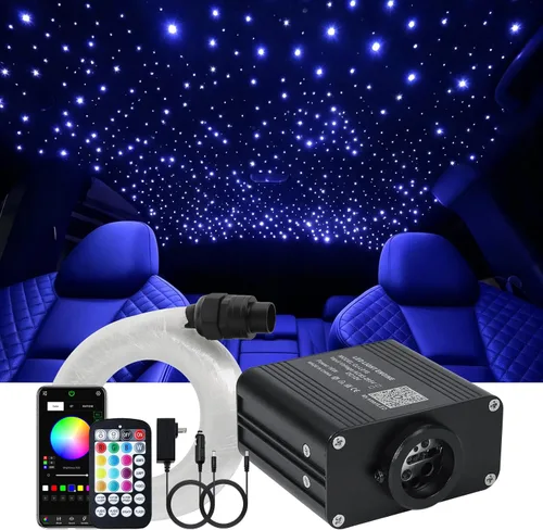 Vista 11 de Twinkle Starlight Headliner Light,16W 400pcs 6.5ft LED Star Kit de luz de fibra óptica de techo APP/Control remoto para coche/hogar/fiesta