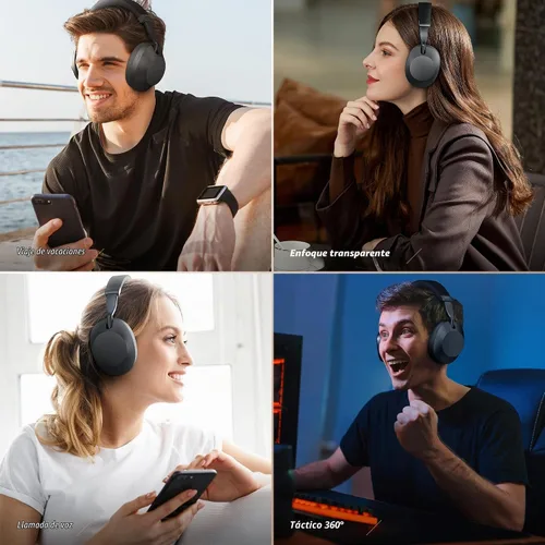 Vista 7 de SOMIC Air One ANC - Auriculares inalámbricos Bluetooth, audio espacial personalizado, cancelación activa de ruido híbrida, auriculares Bluetooth