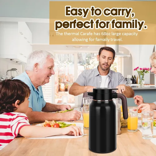 Vista 12 de Jarra térmica de café de 68 onzas, jarras de acero inoxidable para líquidos calientes las 24 horas, jarras de café aisladas para mantener el café