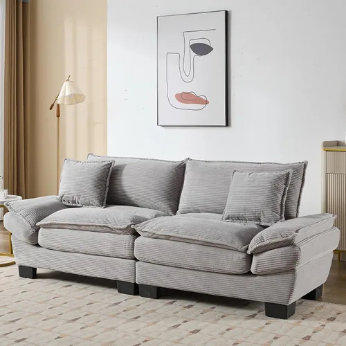 Vista 7 de Sofá biplaza extragrande de 84 pulgadas, asiento profundo de pana, sofá biplaza con almohadas, moderno y tapizado, cómodos sofás para sala de estar