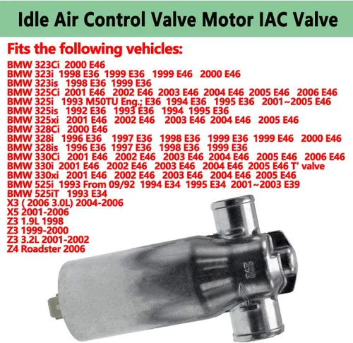 Vista 3 de 0280140545 Válvula de control de aire de ralentí Motor IAC, compatible con BMW 323i 325i 328i 525i 528i M3 X3 X5 Z3 Z4 E34 E36 E38 E39 E46 E53 E60