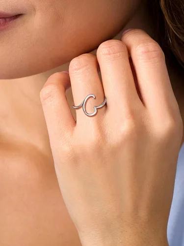 Vista 3 de SILVERCUTE S925 Initial Rings, Adjustable Size 6-12 Statement Alphabet Letter A-Z Jewelry Personalized Twisted Initials Rings Sterling Silver