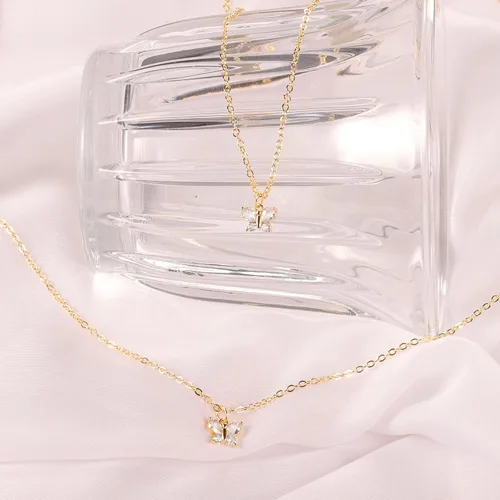 Vista 4 de Dainty Necklace for Women, 14K Gold Plated Elephant Bee Cat Dog Bear Necklace Cute Necklaces Simple Gold Necklace