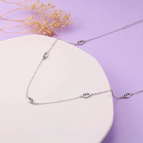 Vista 3 de S925 Sterling Silver Choker Dainty Adjustable Pendant Necklac for Women