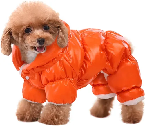 Vista 10 de AOFITEE Abrigo para perro, chaqueta impermeable para perro, abrigo de invierno para perros de cuerpo completo, traje de nieve, chaqueta acolchada a