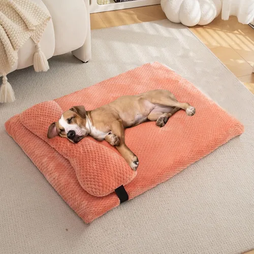 Vista 13 de Cama para perros con almohada para perros pequeños, cama ortopédica para perros con funda extraíble, alfombrilla lavable para mascotas de hasta 5