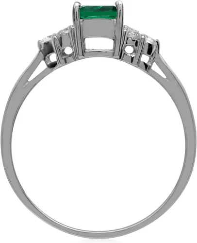 Vista 3 de Silvershake anillo de compromiso de plata esterlina 925 bañado en oro blanco con forma de octágono, 932 x 1364pulgadas.