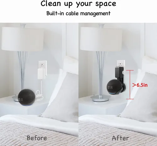 Vista 4 de ZUOLACO Soporte de pared para Echo Dot 4ª/5ª generación (1 paquete, negro)