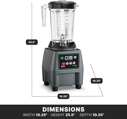 Vista 5 de Waring Licuadora Comercial CB15P Ultra Resistente de 3.75 HP, controles de panel táctil eléctrico con copoliéster libre de BPA, contenedor de 1