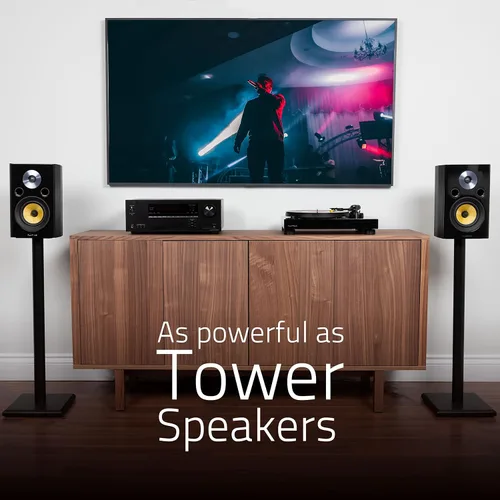 Vista 2 de Fluance Altavoces de sonido envolvente de 2 vías de alta fidelidad para escuchar estéreo de 2 canales o sistema de cine en casa, color negro Negro