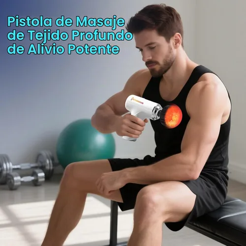 Vista 5 de Pistola de masaje con calor, potente masaje de calentamiento, hogar y viajes, color blanco